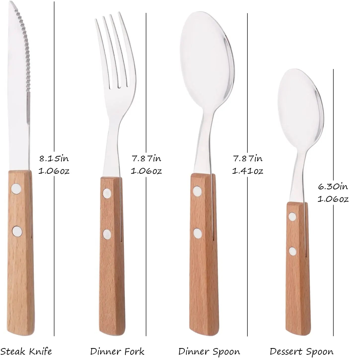 8Pcs Silver Wooden Handle Steak Knife Dinnerware Set Stainless Steel Flatware Sharp Knife Set Tableware Cutlery Knives Set