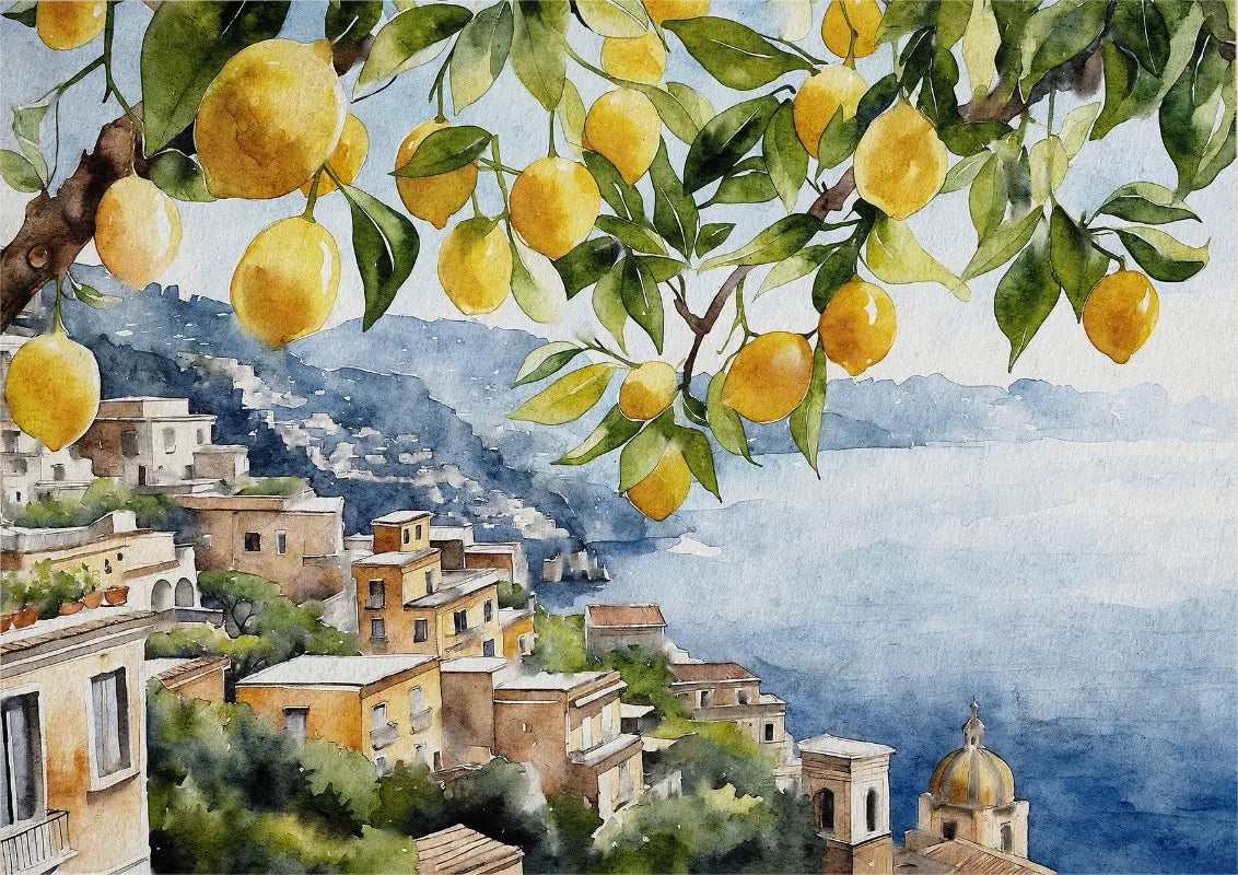 Paris Rome Santorini Coastal City Architecture landscape Watercolor Art Poster Canvas Paintings Wall Art Pictures Home Decor