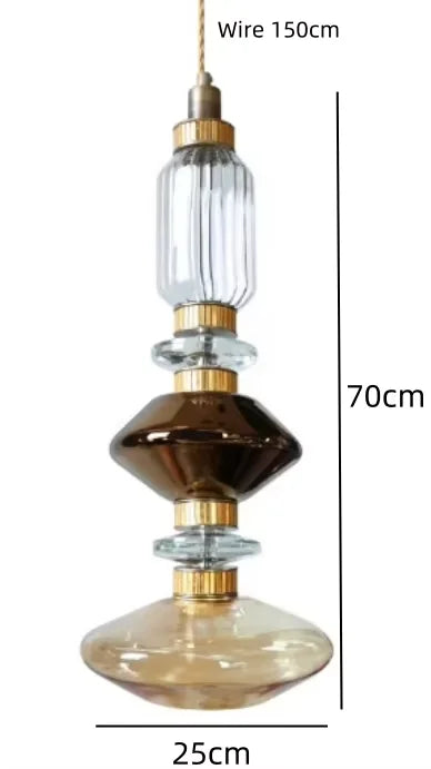 Italian Luxury Crystal Glass Chandelier Danish Design Vintage Clear Amber pendant lamp American bedside kitchen island LED lamp