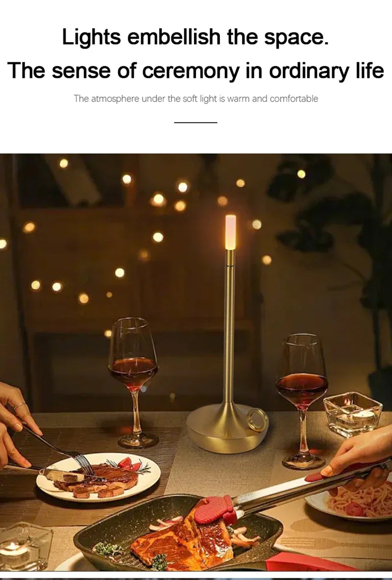 Candlelight Table Lamp LED Candle Charging Restaurant Bar Lamp Desktop Decoration Atmosphere Touch Night Light Led Desk Lamps