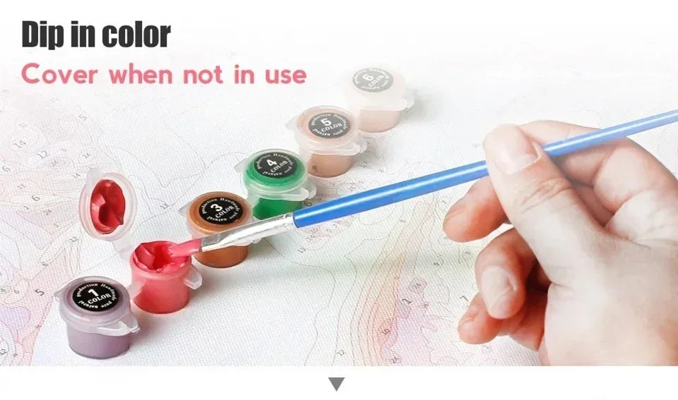 DIY Oil Painting By Numbers Kits Mediterranean Santorini Greece Village Paint with NumbersHome Decor, Wall Art Perfect Gift,