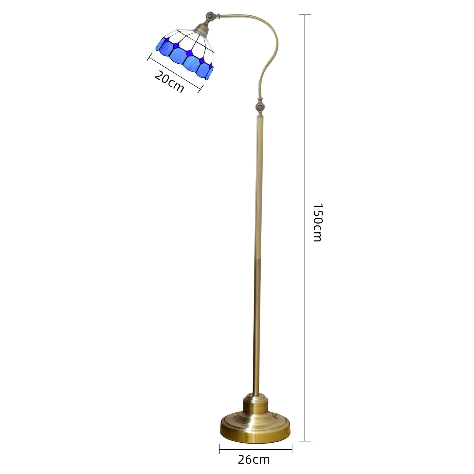 Tiffany Floor Lamp Stained Glass Table Light Mediterranean Style Retro Warm Arched Light Adjustable Angle Standing Reading Light