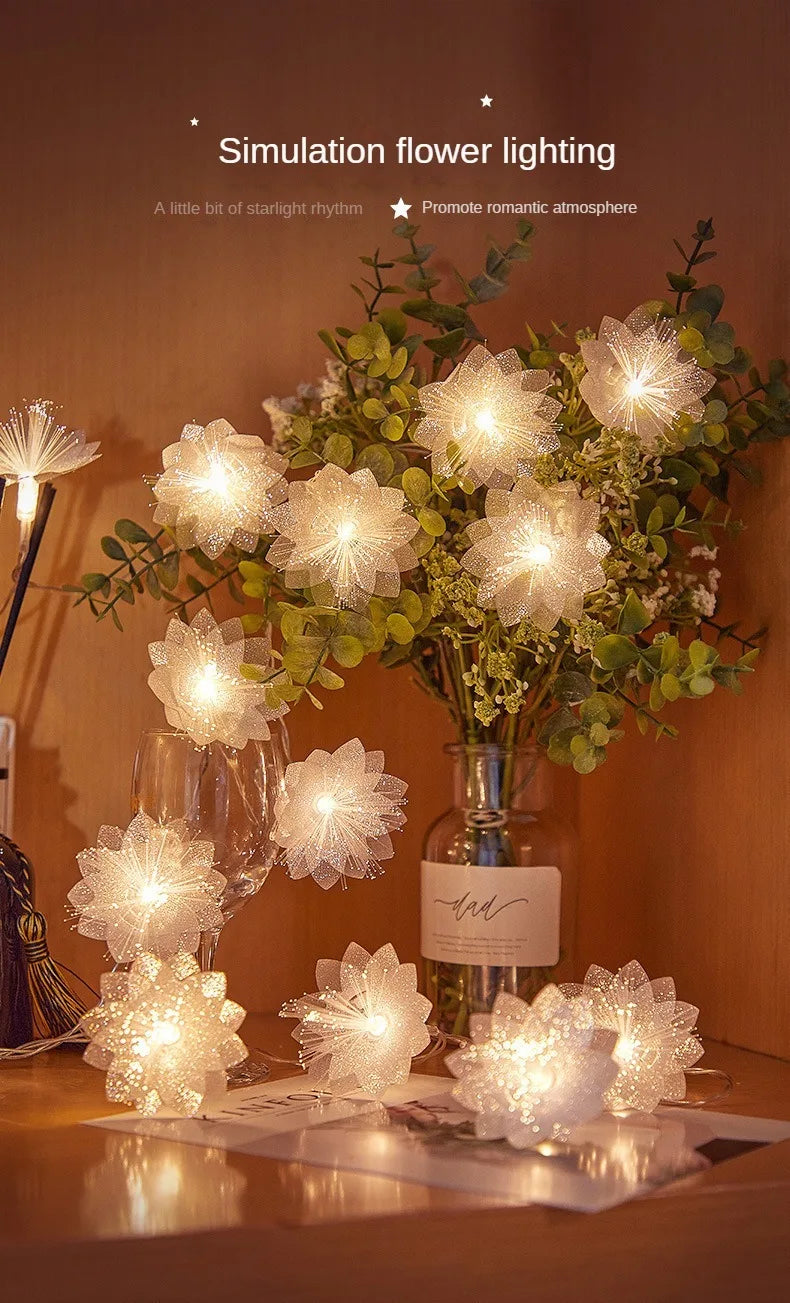 LED fiber optic flower string lights wedding party indoor and outdoor garden courtyard Christmas luminous decoration supplies