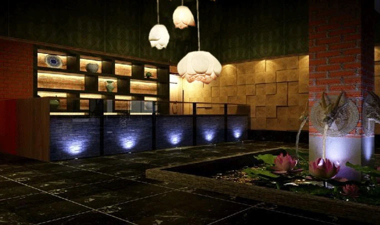 New Chinese Lotus Lamp Pendant Lamp Pink Lotus Glass Lustre Pendant Lights Living Dining Room Tea Room Lotus Lamp Home Decor