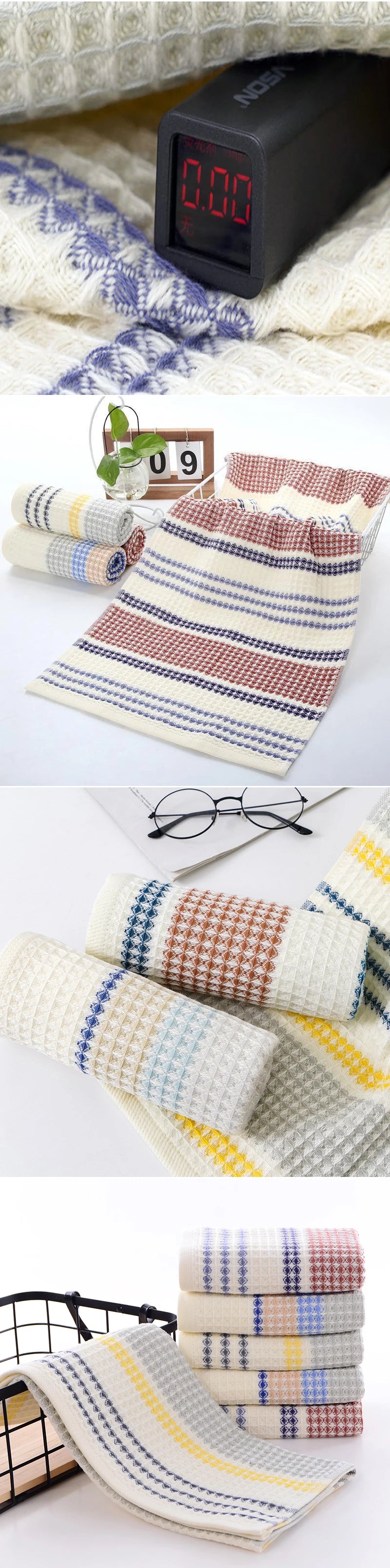 70x140cm Thickened 100%Cotton BathTowel Premium Striped Waffle Towel AdultKids Home super-Soft absorbent Not shedding hair Towel