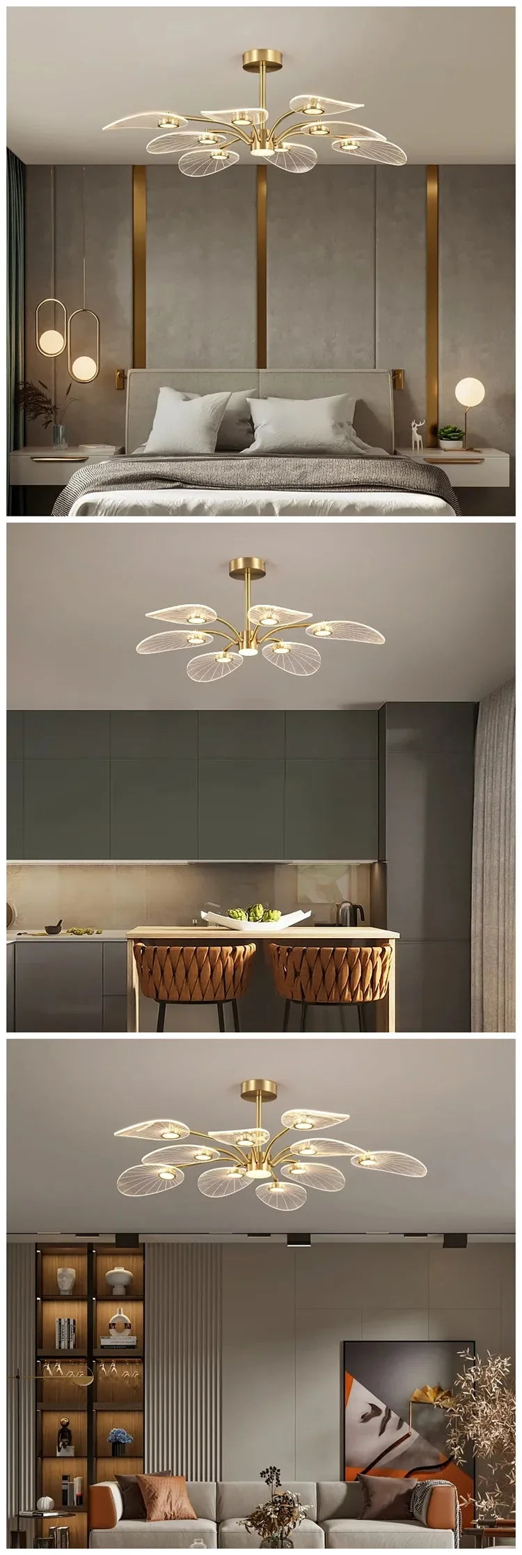 Nordic ceiling light luxury Design lotus lamp lustre gold arcylic hanging lights Decoration Dining Room island kitchen light