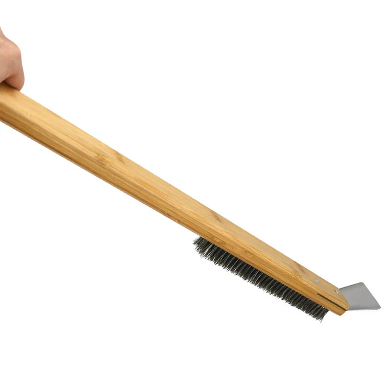 Kitchen Pizza Oven Copper Brush Wood Handle Bristle Brass Grill Cleaning Small Brush For Oven Cleaner