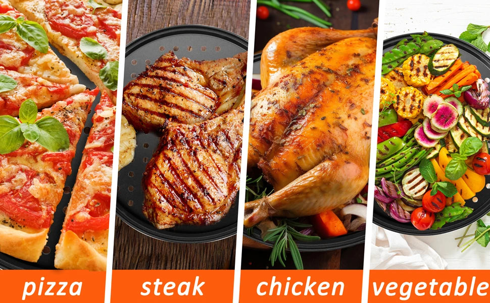 1Pcs Pizza Pans for Oven Round Pizza Pan with Holes 28cm Pizza Tray for Oven Baking Steel Pizza Oven Accessories Kitchen Tools