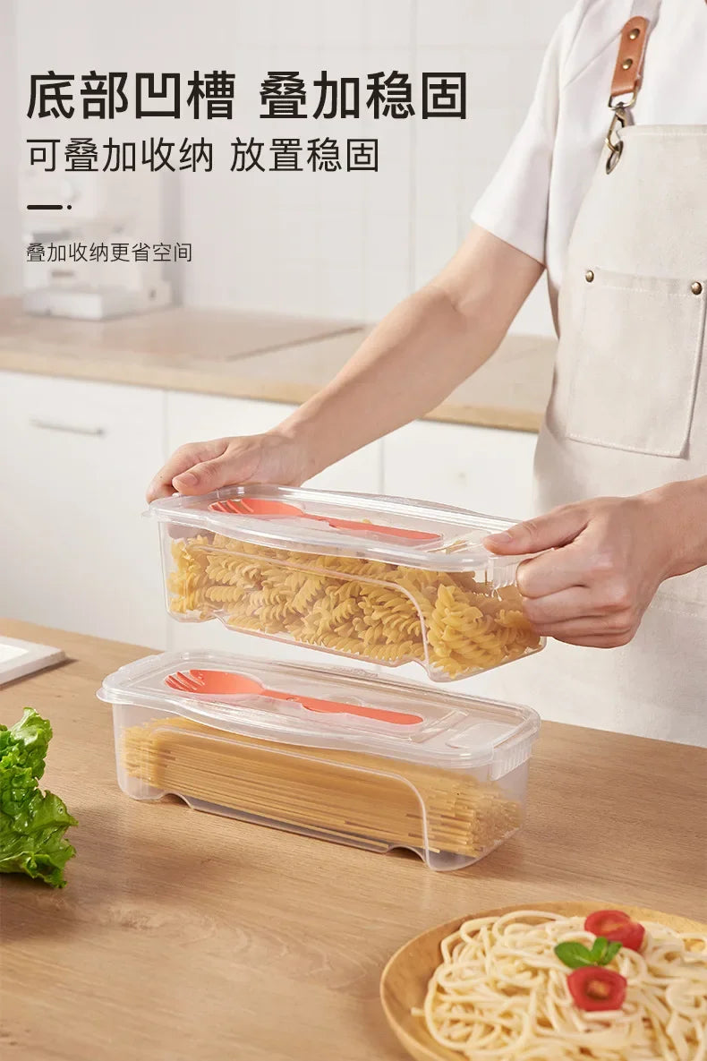 Microwave Pasta Cooking Box with Strainer Heat Resistant Pasta Box With Salad Spoon Steamer Spaghetti Cooker Kitchen Accessories
