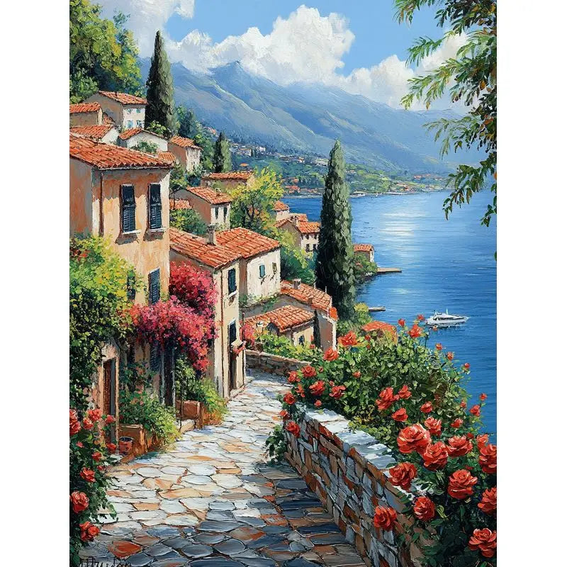 CHENISTORY Painting By Number Seaside  Landscape For Adults Picture By Numbers House Paint On Canvas DIY Frame Home Decoration