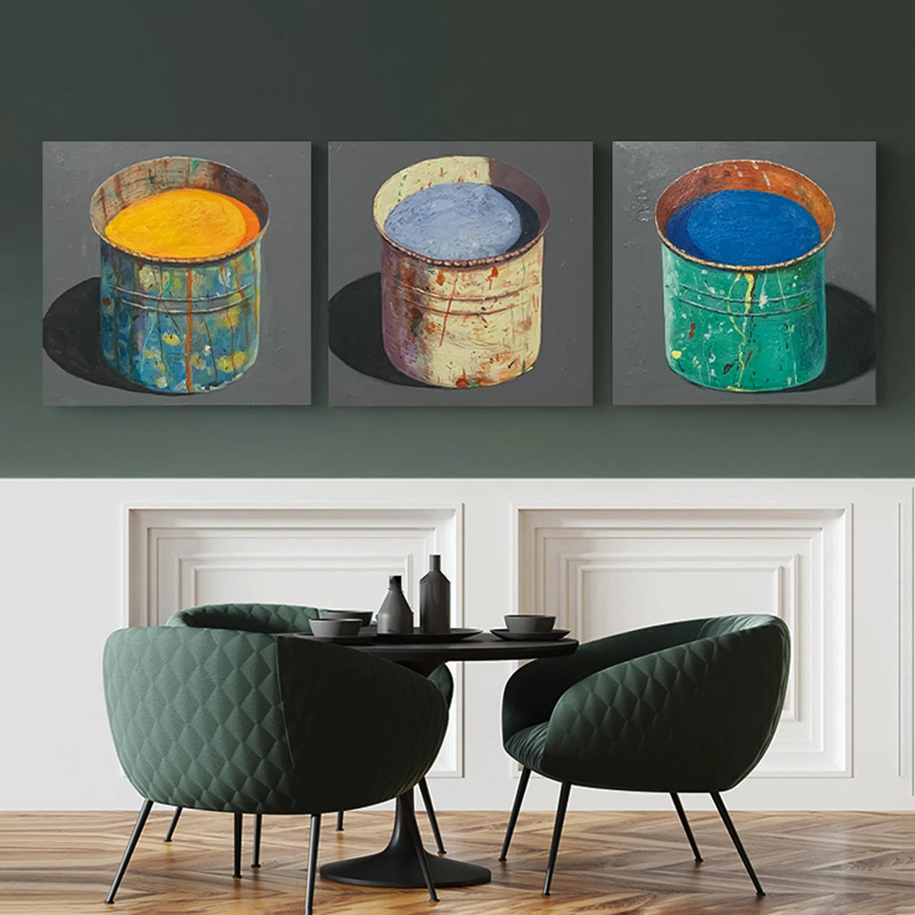 Hand-painted Oil Painting Paintings of Stephane Braud, Acrylic Painting, Paint Bucket with Paint Framed, Ready to Hang