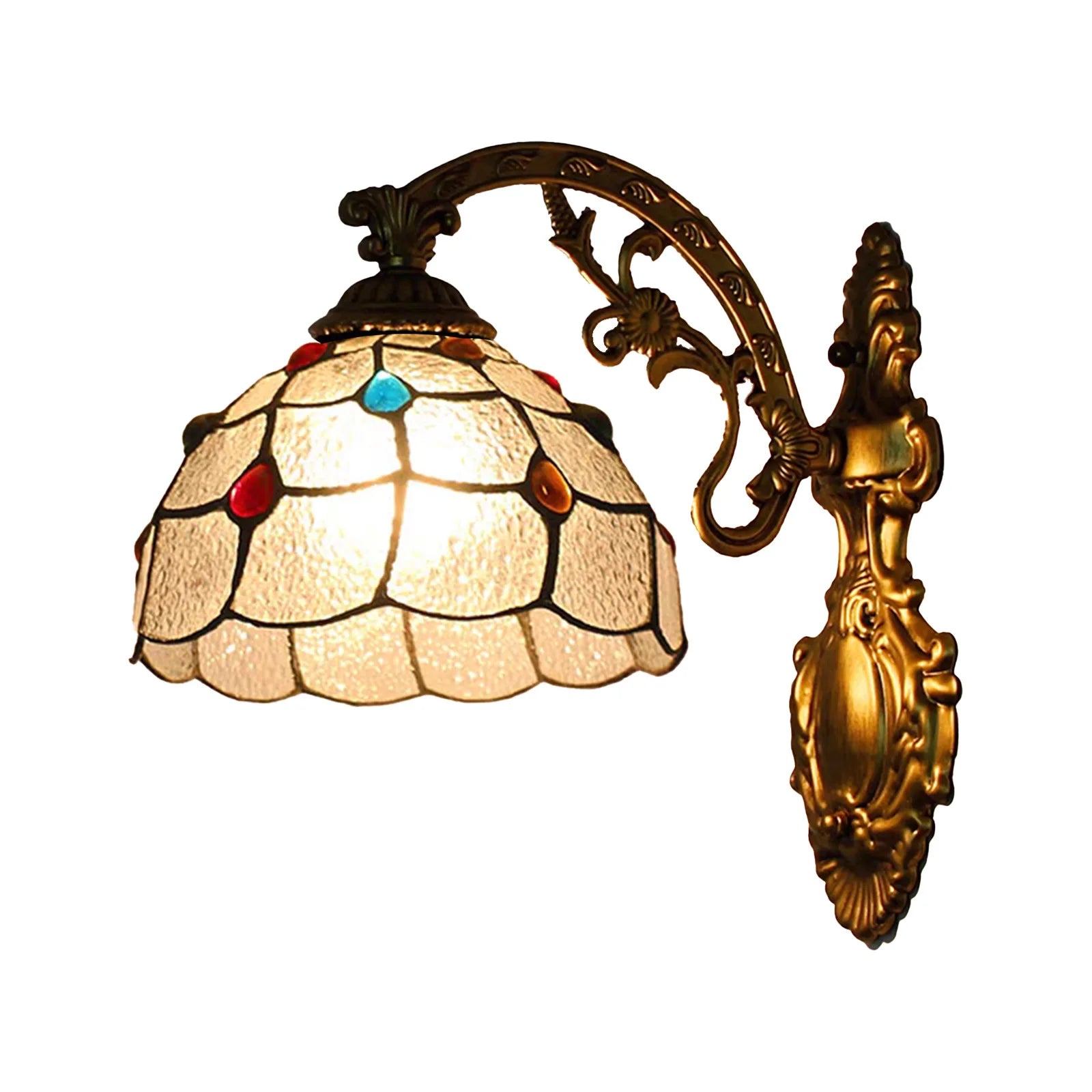 European Tiffany Colorful Glass Wall Lamp Bedroom Bedside Lamp Retro Creative Dining Room Balcony Aisle Staircase Light