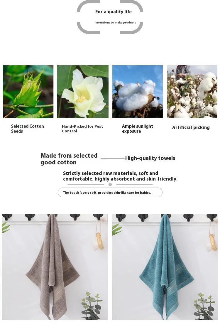 All-cotton Class A Thickened Absorbent Jacquard Polyester-cotton Skin-friendly Face Towel Bath Pure Cotton Towel Adult Towel