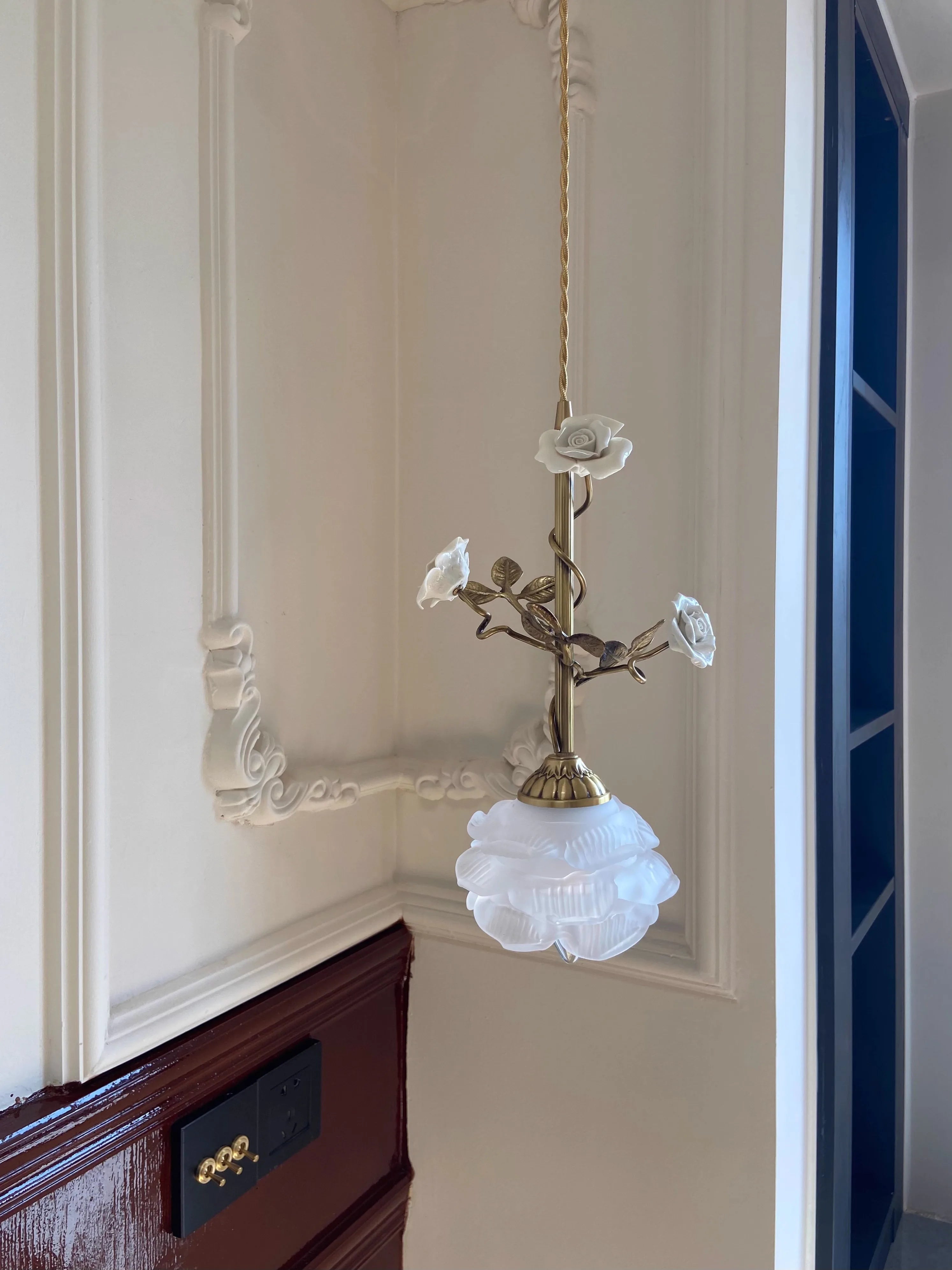 Floral lamp vintage Led copper Glass ceiling Chandelier,Dining room,Living Room,Restaurant decoration home lighting loft lamp