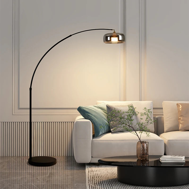 Italian Floor Lamp Living Room Sofa Side Standing Lamp Glass Fishing Lamp Light Luxury Bedroom Bedside Lamp Decorative Light LED