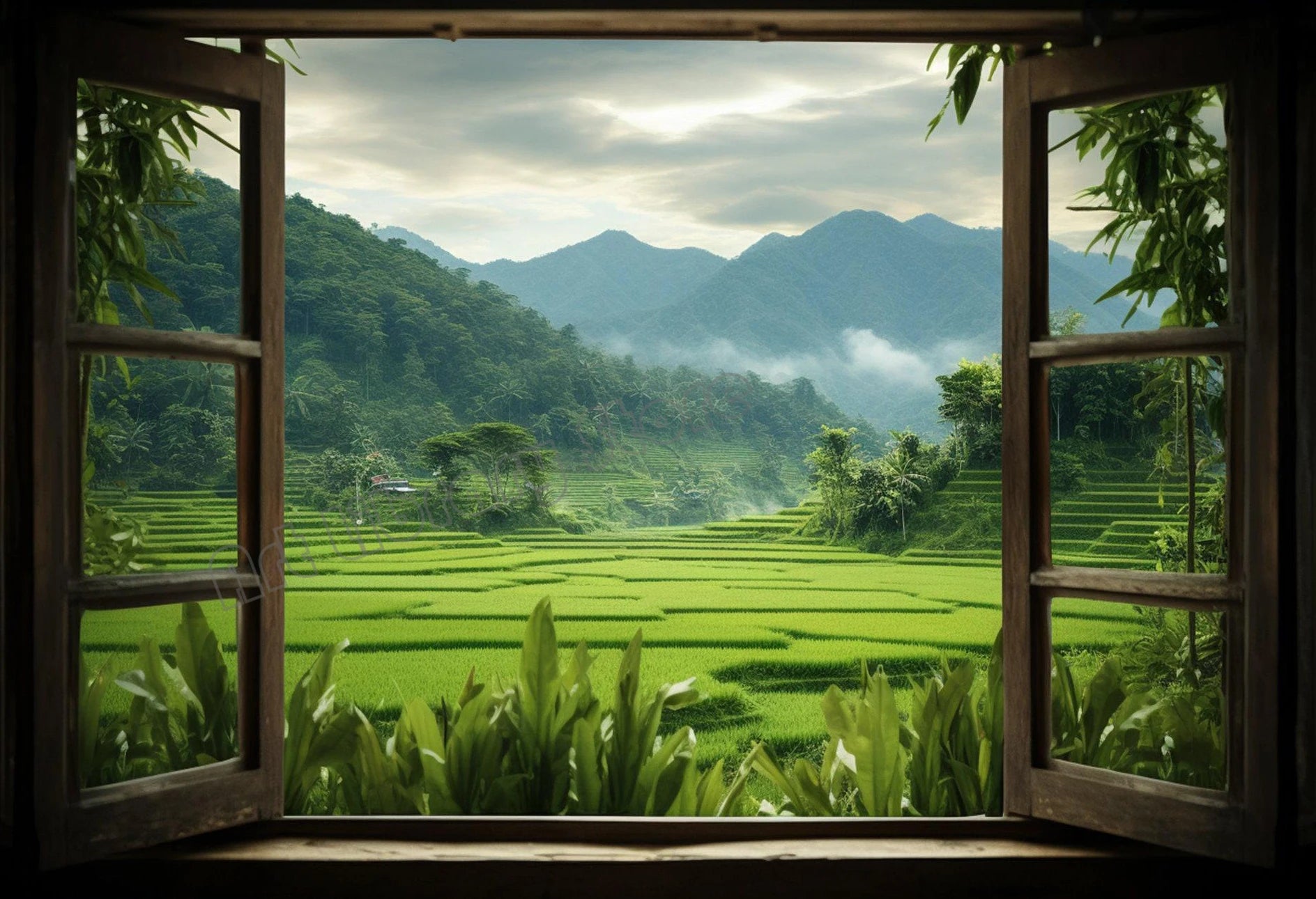 Open Window View Tuscany Paris Coastal Landscape Nordic Poster Canvas Painting Wall Art Pictures Home Living Room Decor