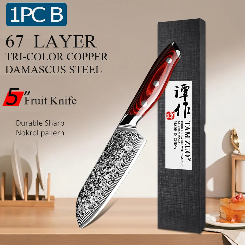 TAMZUO Damascus Steel Chef's Knife Professional Japanese Kitchen Knife Butcher Knife Wooden Handle Hnad Forged Meat Cleaver