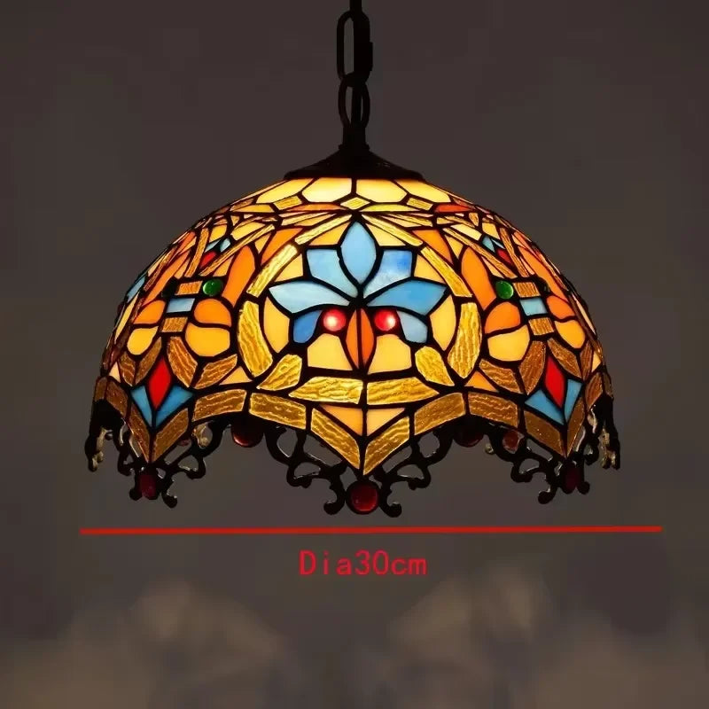 Nordic Tiffany chandelier Kitchen Dining room hallway handmade glass chandelier e27 indoor home decor peacock country lamp