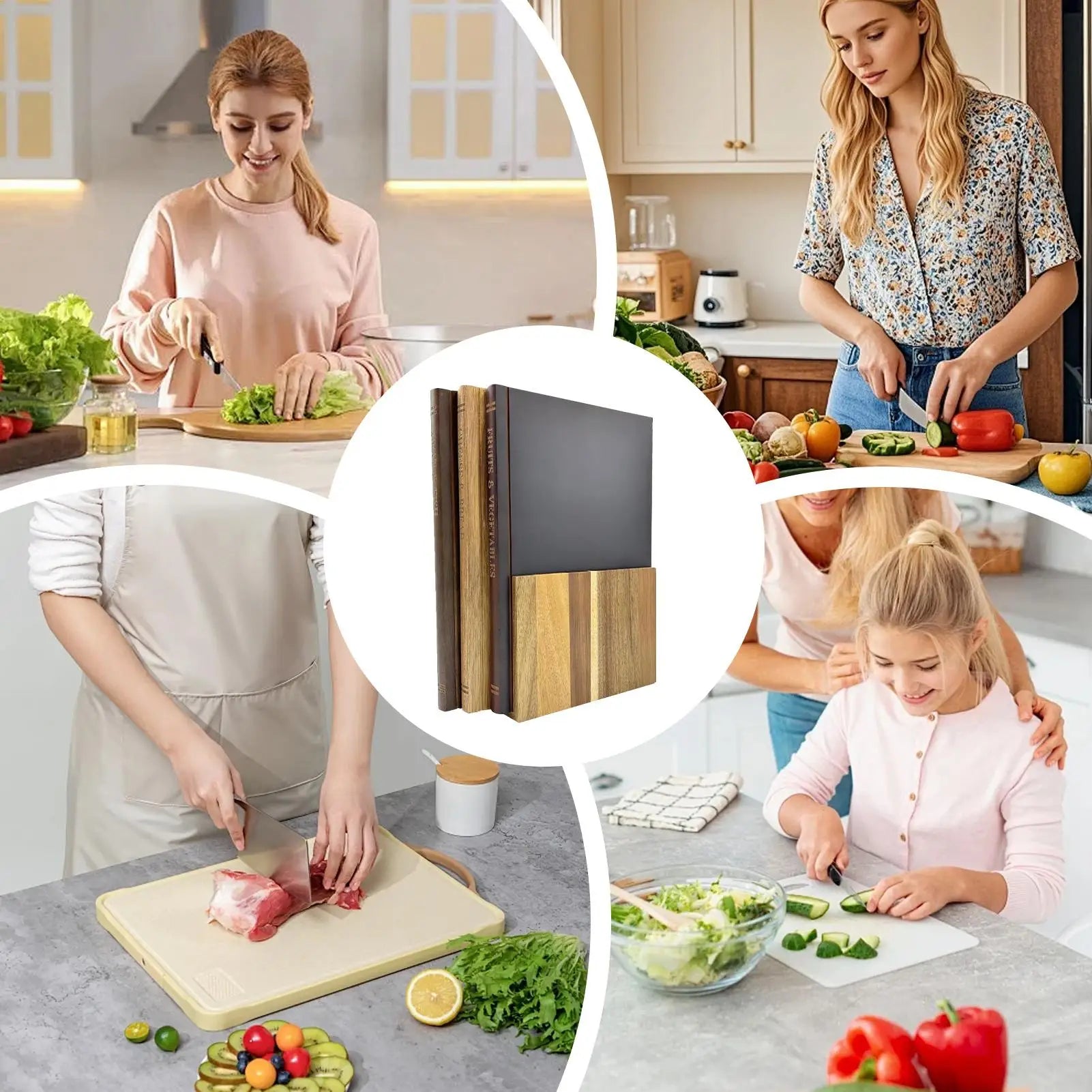 Cutting Boards for Kitchen 3 Pieces Book Shaped Thickened cutting Boards for Cheese Meat Vegetables Home Kitchen Supplies