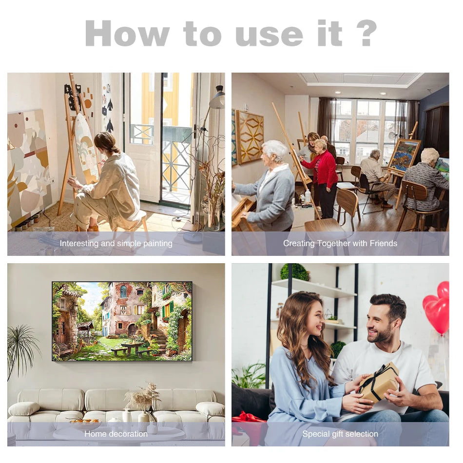 CHENISTORY Painting By Number Seaside  Landscape For Adults Picture By Numbers House Paint On Canvas DIY Frame Home Decoration