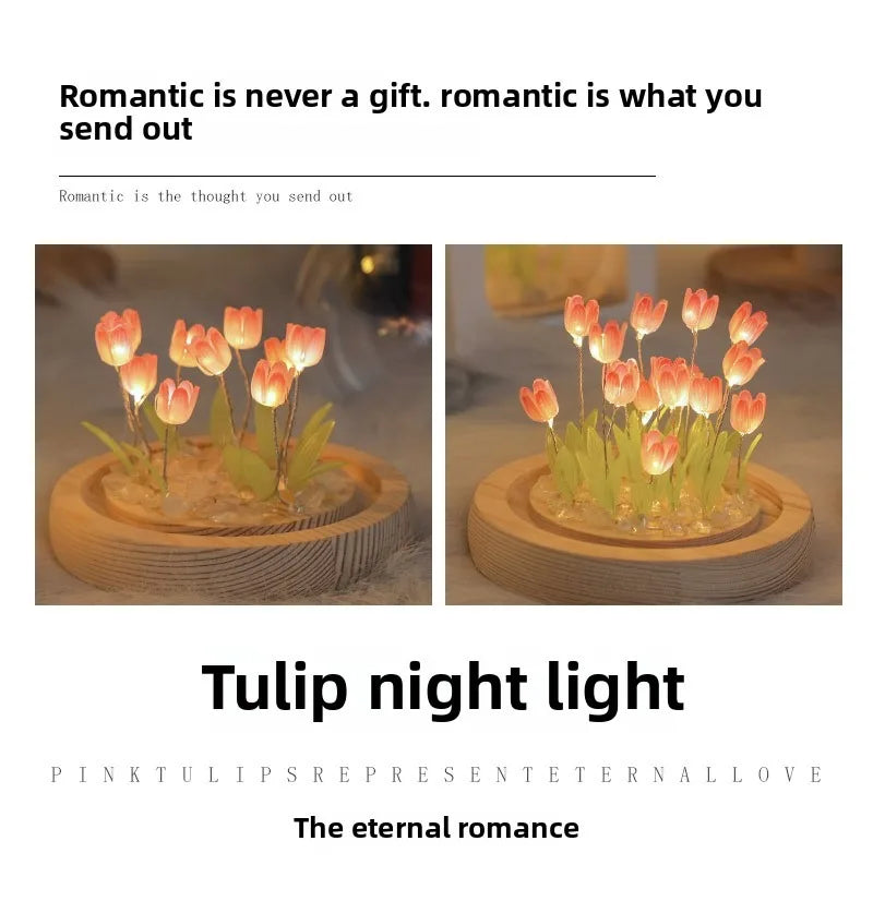 20 Tulip Flowers Finished Night Light Ornament Creative Handmade DIY Simulation Flower Lamp Holiday Gift Decoration