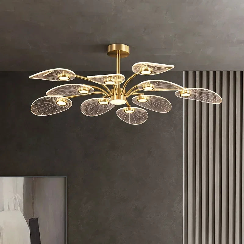 Nordic ceiling light luxury Design lotus lamp lustre gold arcylic hanging lights Decoration Dining Room island kitchen light