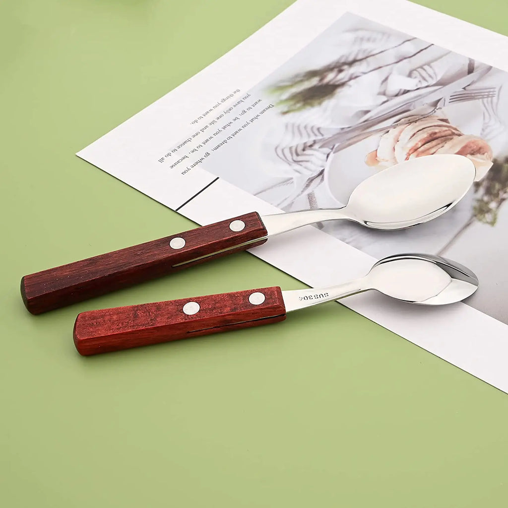 8Pcs Silver Wooden Handle Steak Knife Dinnerware Set Stainless Steel Flatware Sharp Knife Set Tableware Cutlery Knives Set