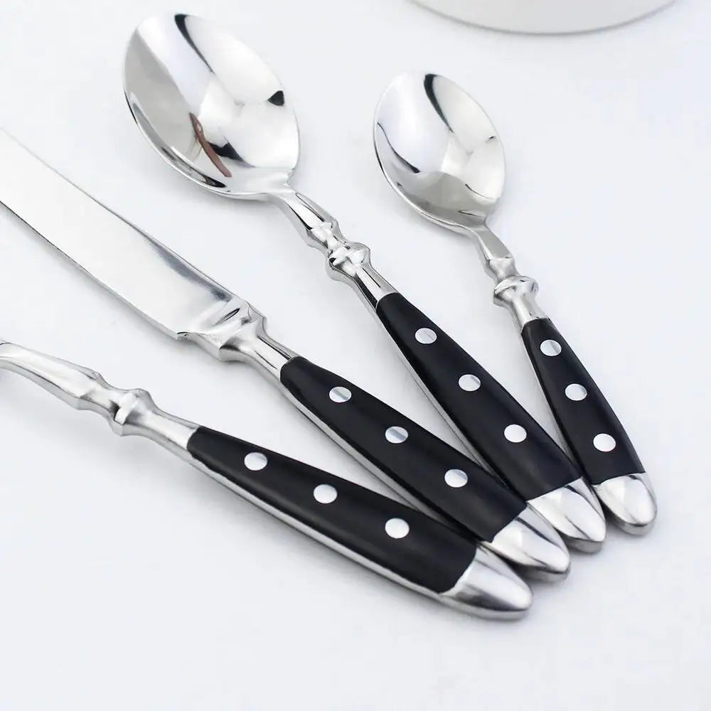 4pcs 4 In 1 Stainless Steel Western Cutlery Set Delicate Knife, Fork And Spoon Steak Western Food Utensils Dinnerware For Home