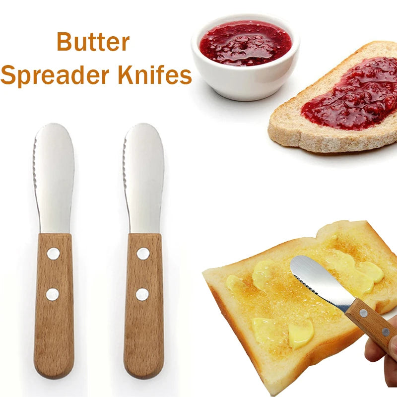 1Pcs Butter Spreader Knifes,Stainless Steel Sandwich Spreading Knifes with Wooden Handle for Kitchen,Jam Toast Cheese Spatula