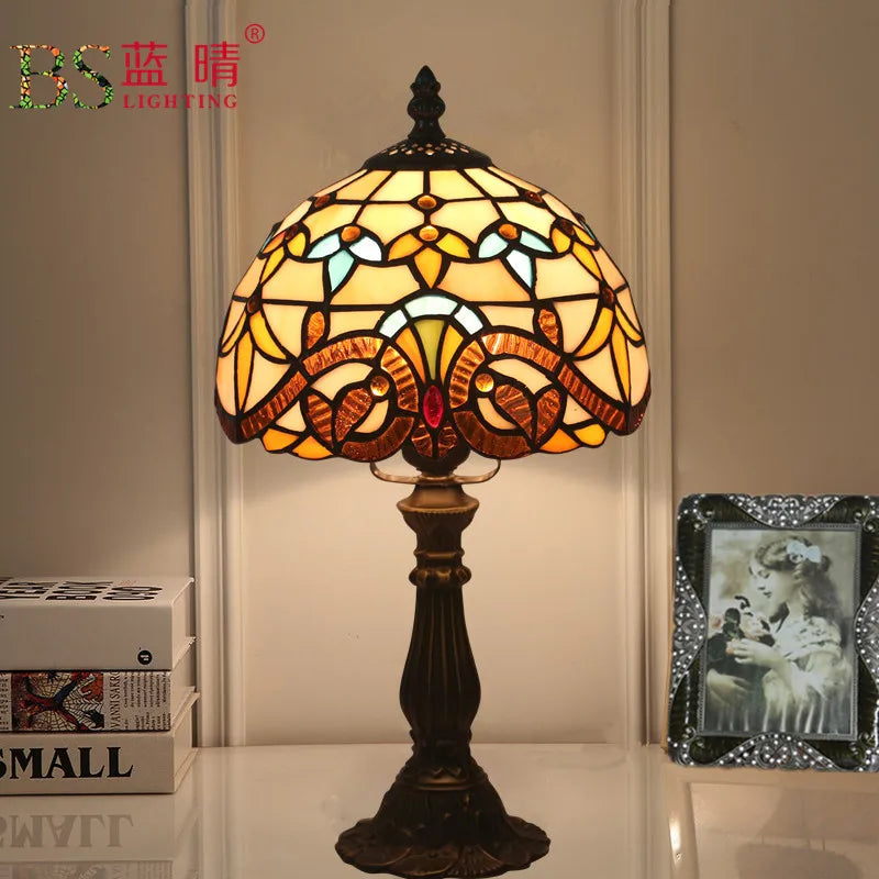 European Tiffany Table Lamp For Indoor Bedroom Bedside Retro Creative Restaurant Cafe Bar Study Table Lamp