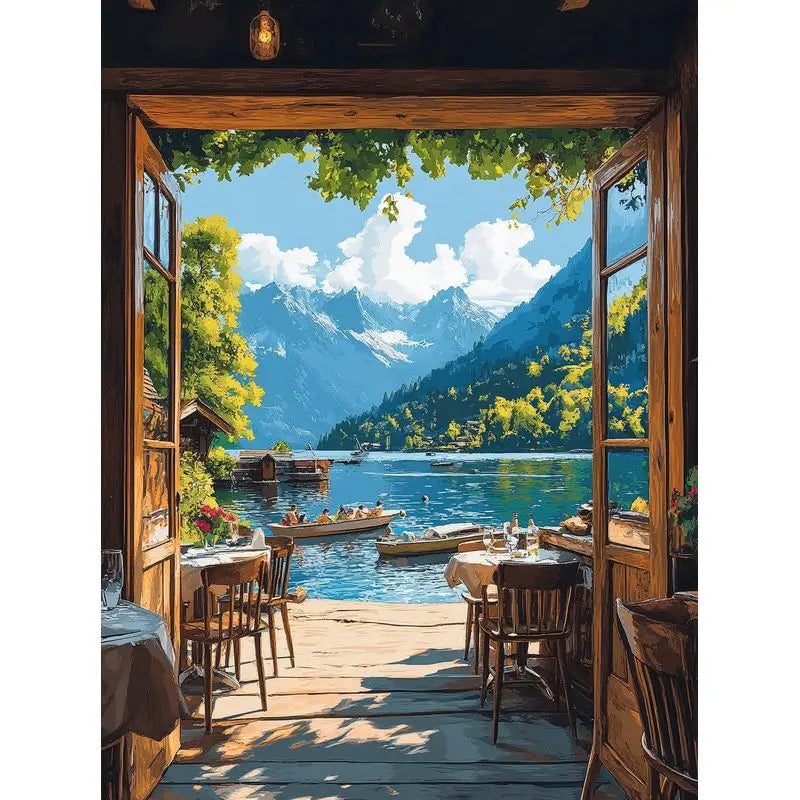 CHENISTORY Painting By Number Seaside  Landscape For Adults Picture By Numbers House Paint On Canvas DIY Frame Home Decoration