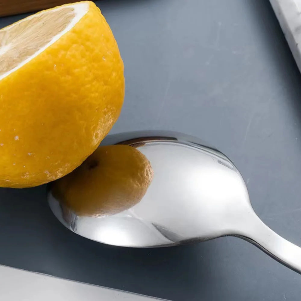 Creative Stainless Steel Spoon Fork Knife Portable Thickened Steak Knife Wood Grain Western Tableware Dessert Spoon