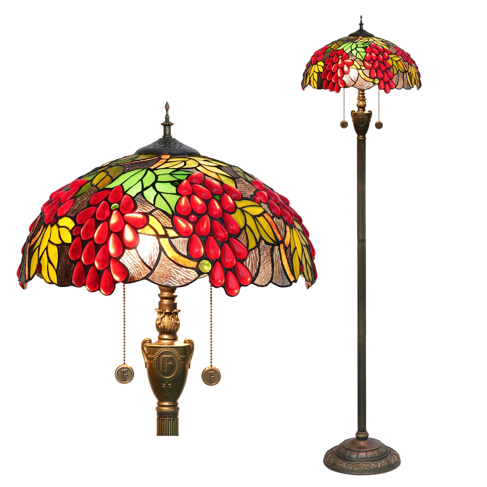 Tiffany Colorful Glass Floor Lamp for Living Room Dining Bedroom Vintage American Style Villa Bar Standing Light