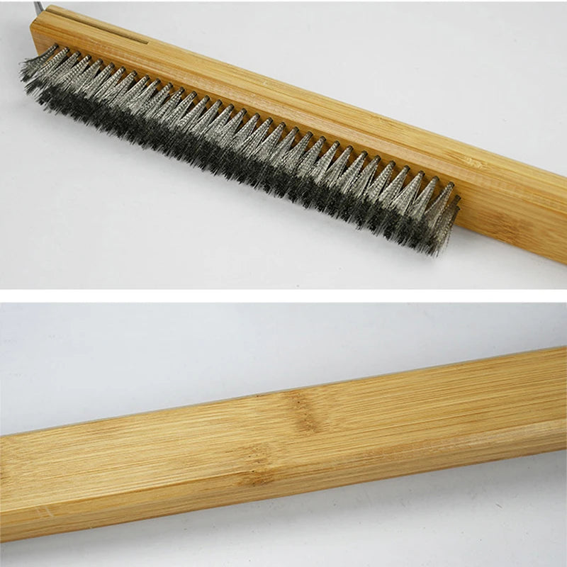 Kitchen Pizza Oven Copper Brush Wood Handle Bristle Brass Grill Cleaning Small Brush For Oven Cleaner