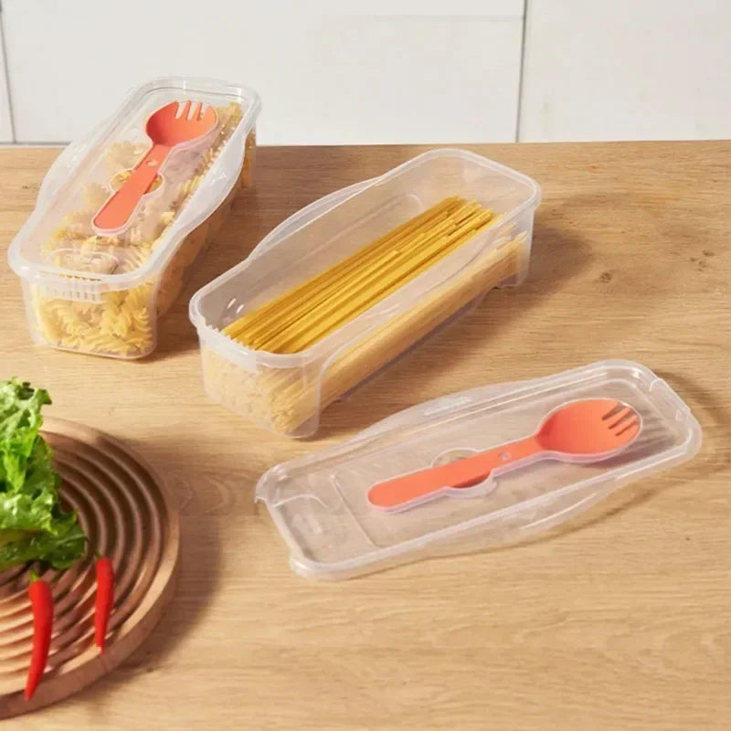 Microwave Pasta Cooking Box with Strainer Heat Resistant Pasta Box With Salad Spoon Steamer Spaghetti Cooker Kitchen Accessories