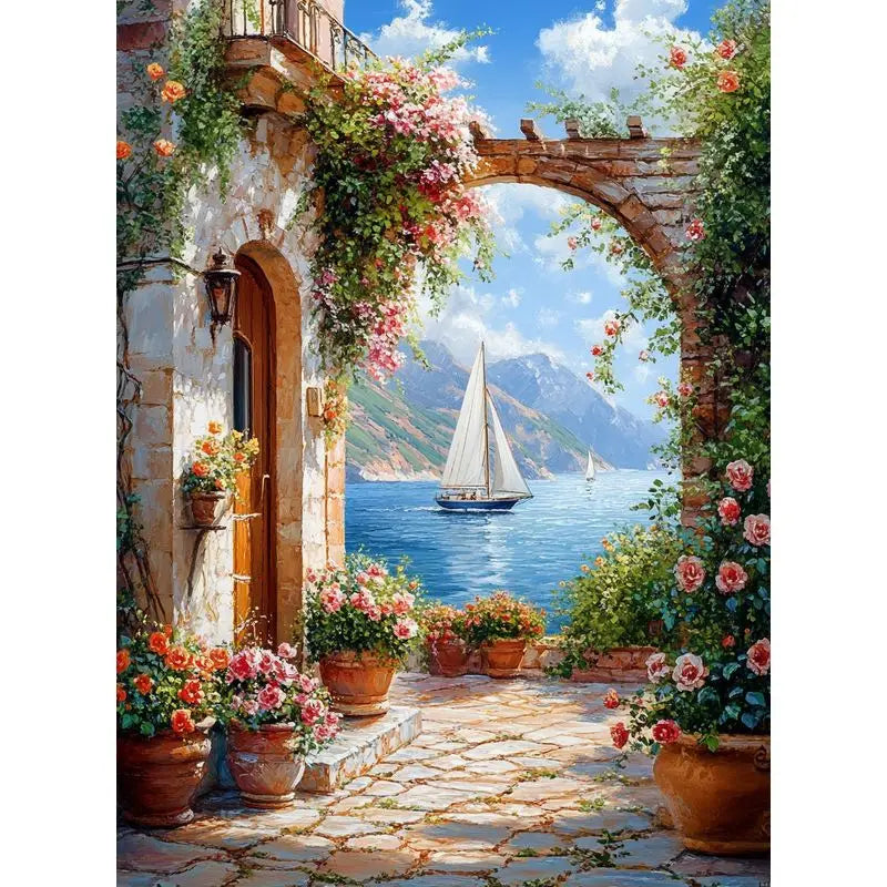 CHENISTORY Painting By Number Seaside  Landscape For Adults Picture By Numbers House Paint On Canvas DIY Frame Home Decoration