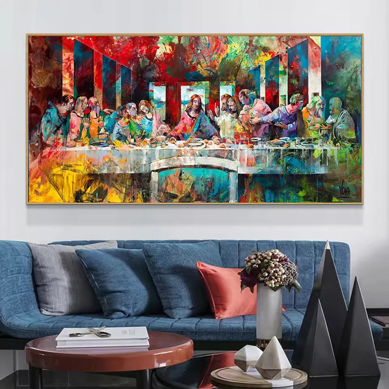 Famous Paintings Da Vinci's Last Supper Graffiti Art Poster and Prints Classical Canvas Painting Wall Art Picture Home Decor