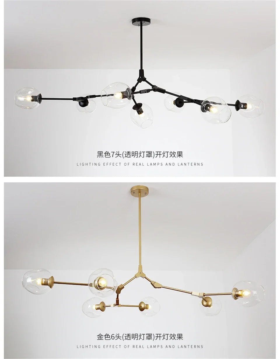 Modern Lustre Glass Chandelier LOFT LED Ceiling Lamp Pendant Lamp Living Dining Room Home Decor Hanging Lights Kitchen Fixtures