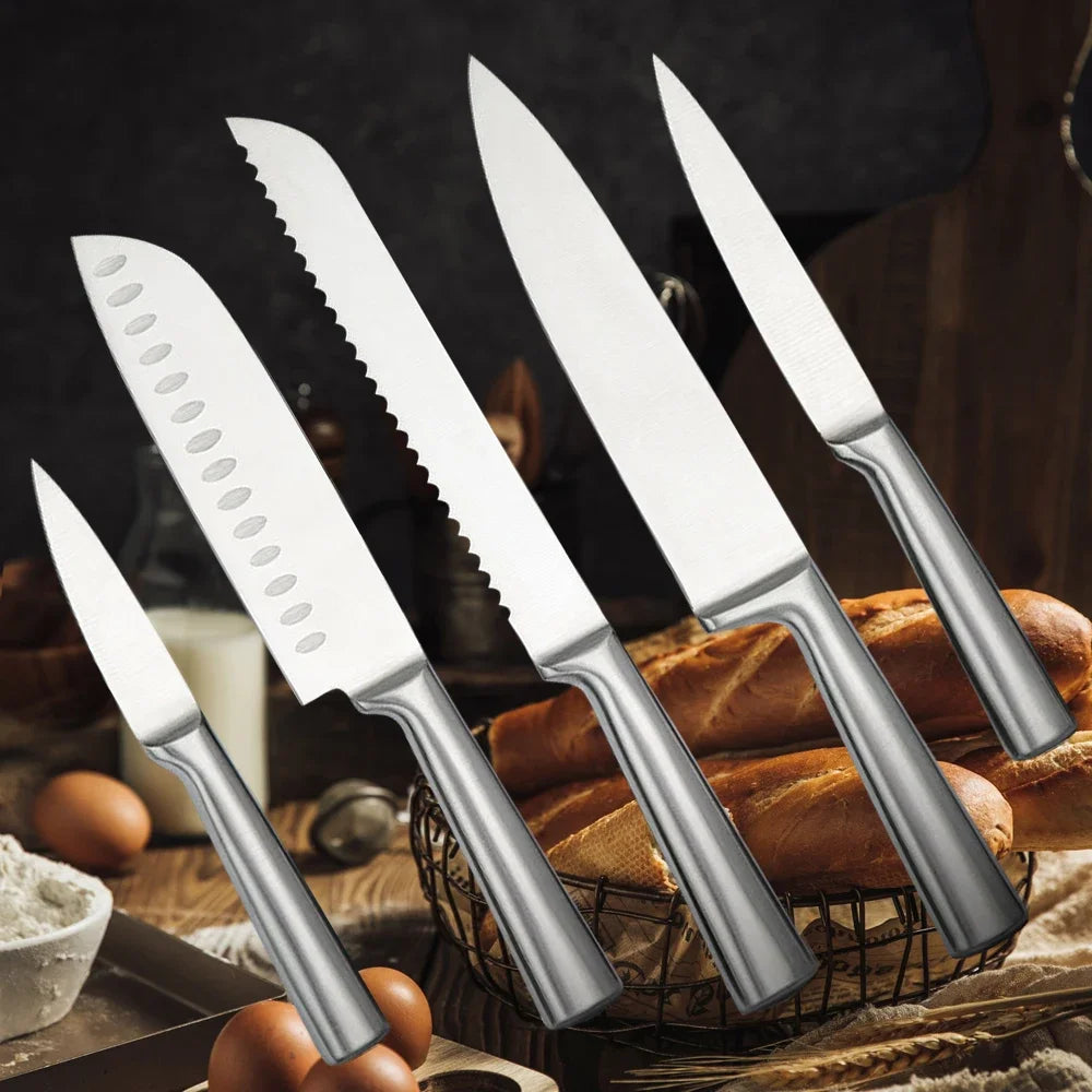 Kitchen Knife set 5-piece stainless steel kitchen with hollow handle Chef's knife Japanese knife Multi-purpose knife Fruit knife