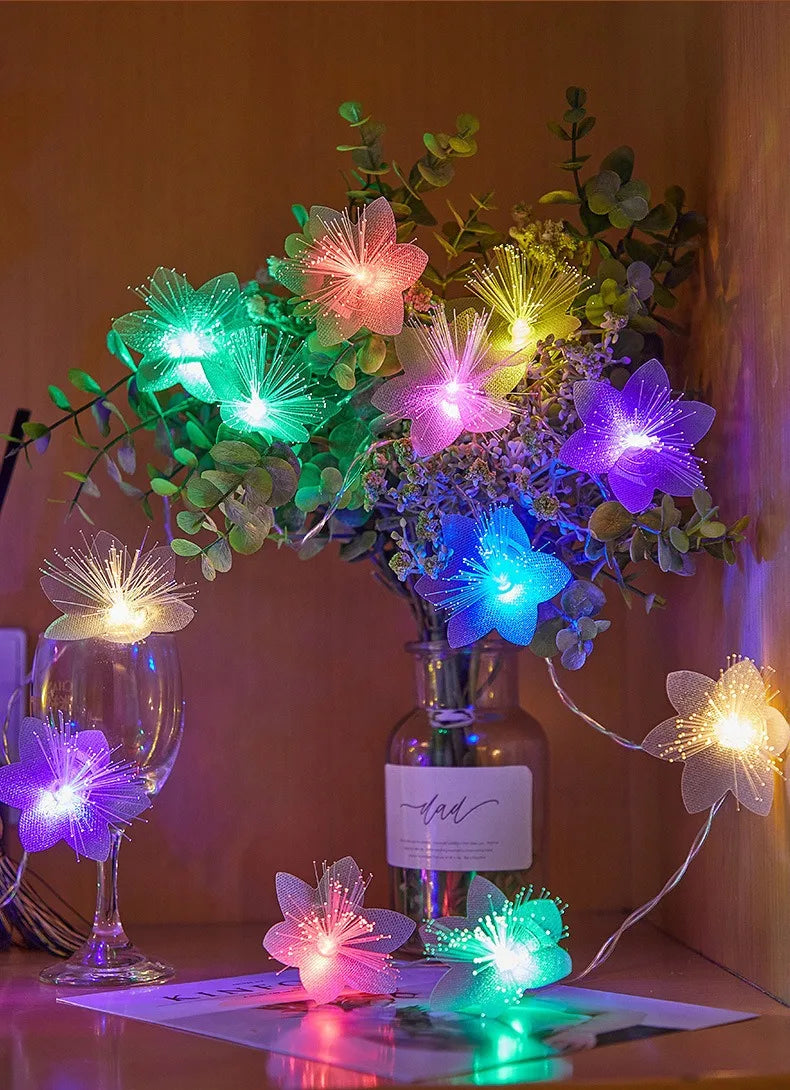 LED fiber optic flower string lights wedding party indoor and outdoor garden courtyard Christmas luminous decoration supplies