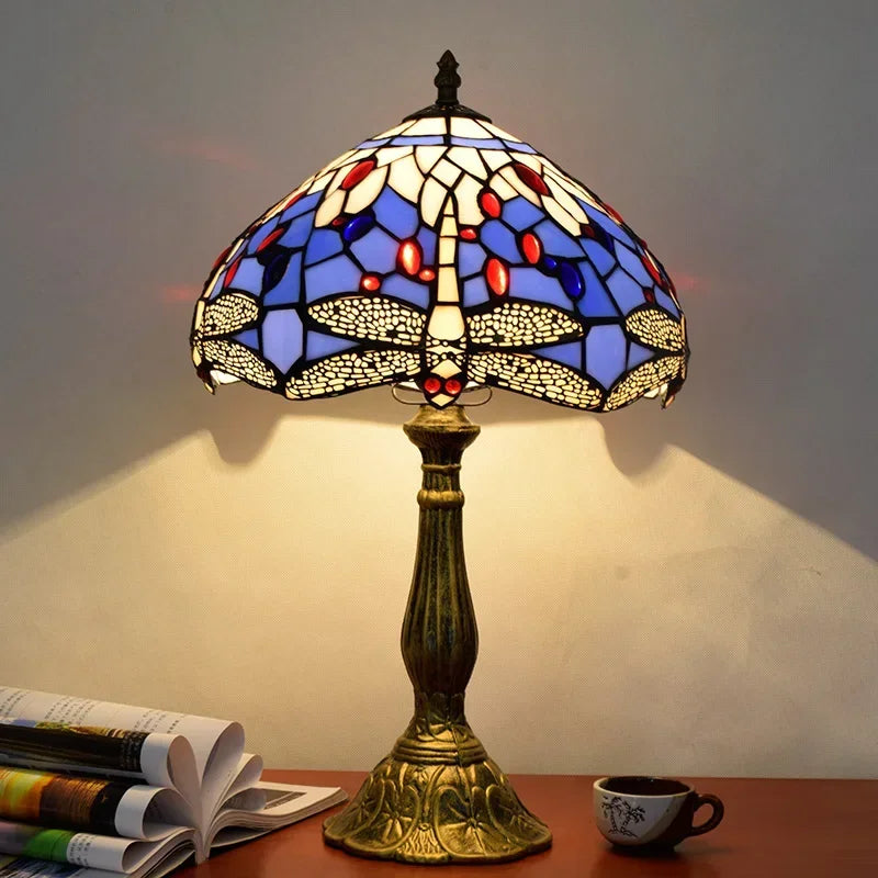 2025 Turkish Table Lamp Tiffany Stained Glass With Dragonflys Vintage Desk Lamp Bedroom Mediterranean Restaurant Home Deco Light