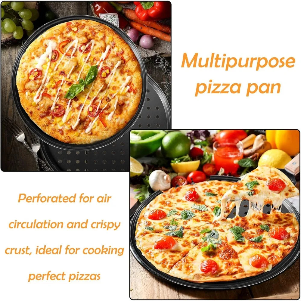 1Pcs Pizza Pans for Oven Round Pizza Pan with Holes 28cm Pizza Tray for Oven Baking Steel Pizza Oven Accessories Kitchen Tools