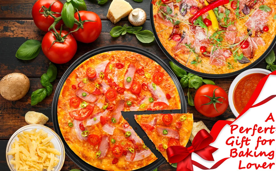 1Pcs Pizza Pans for Oven Round Pizza Pan with Holes 28cm Pizza Tray for Oven Baking Steel Pizza Oven Accessories Kitchen Tools