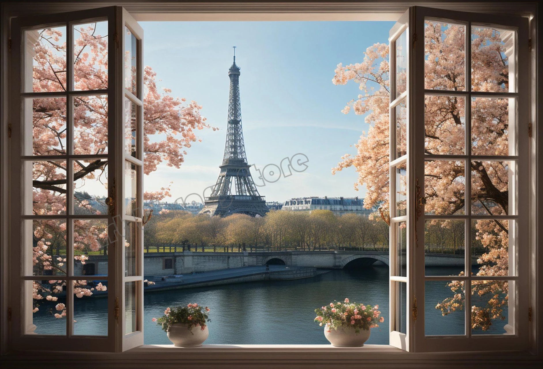 Open Window View Tuscany Paris Coastal Landscape Nordic Poster Canvas Painting Wall Art Pictures Home Living Room Decor