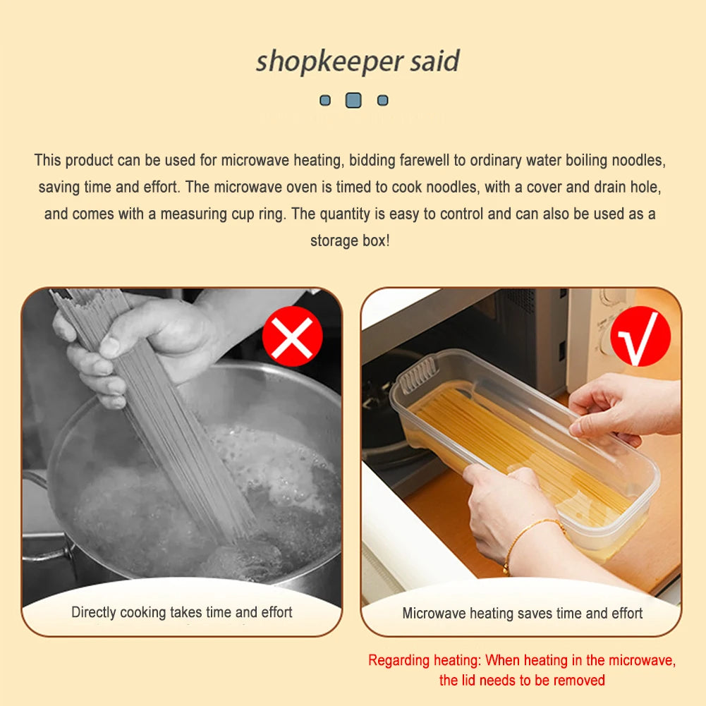 Microwave Pasta Cooker With Measuring Rings Quickly Cooking Spaghetti Cooking Box For Offices Home