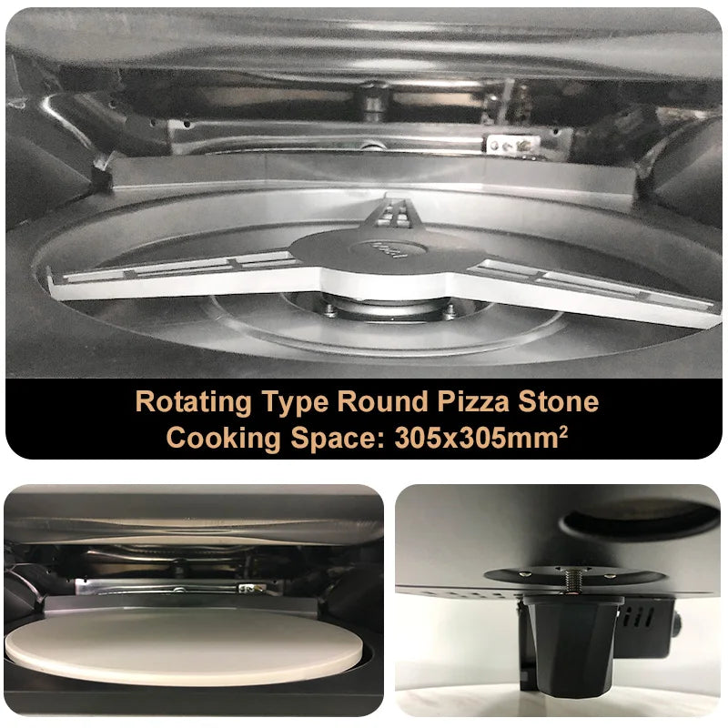 Fast Cooking Achieve 500 Degrees Small Folding Portable 12-Inch Gas Pizza Oven With Rotary Stone