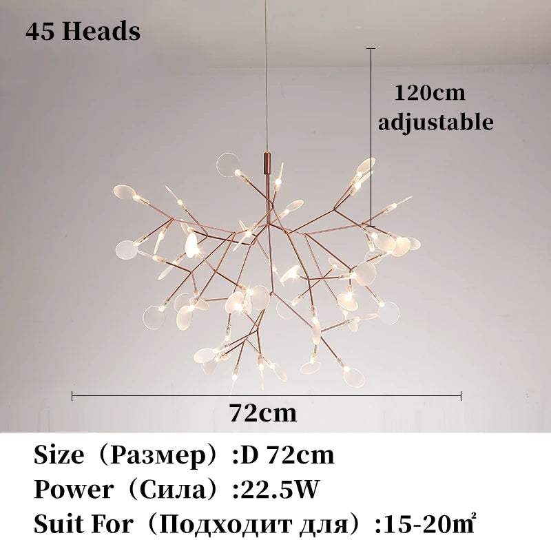 Nordic Chandelier Modern Luxury Living Room Kitchen Firefly Led Ceiling Pendant Lamp Indoor Creative Children's Room Ring Lights