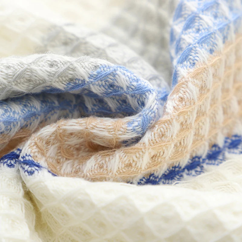 70x140cm Thickened 100%Cotton BathTowel Premium Striped Waffle Towel AdultKids Home super-Soft absorbent Not shedding hair Towel