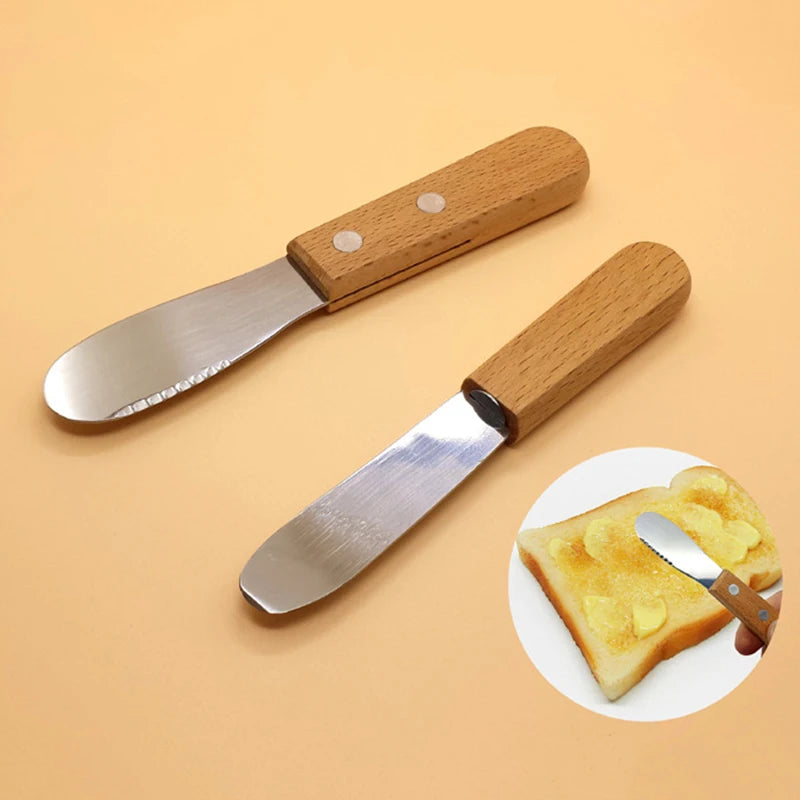 1Pcs Butter Spreader Knifes,Stainless Steel Sandwich Spreading Knifes with Wooden Handle for Kitchen,Jam Toast Cheese Spatula
