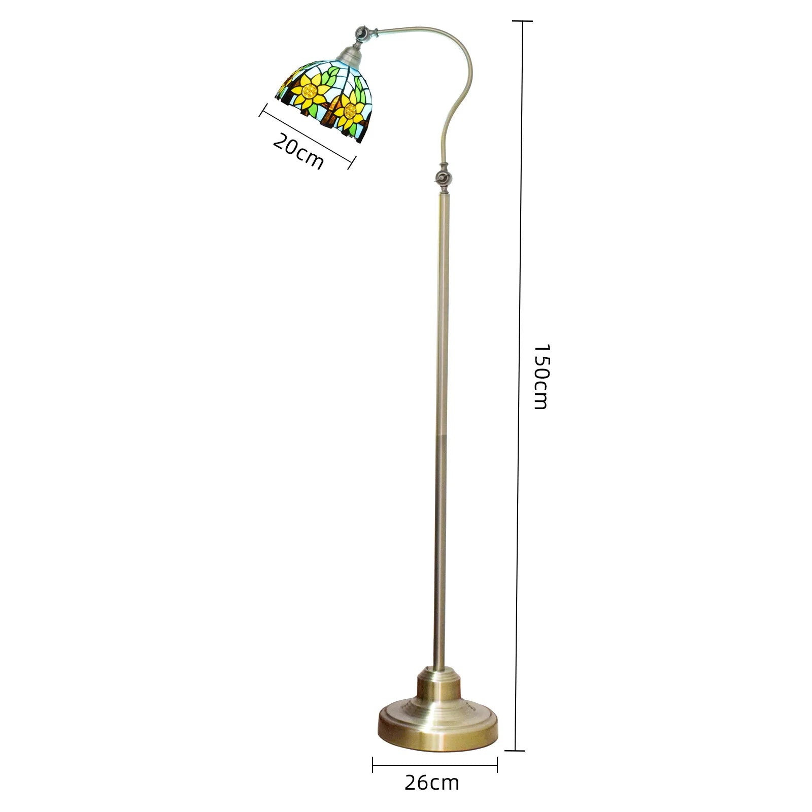 Tiffany Floor Lamp Stained Glass Table Light Mediterranean Style Retro Warm Arched Light Adjustable Angle Standing Reading Light